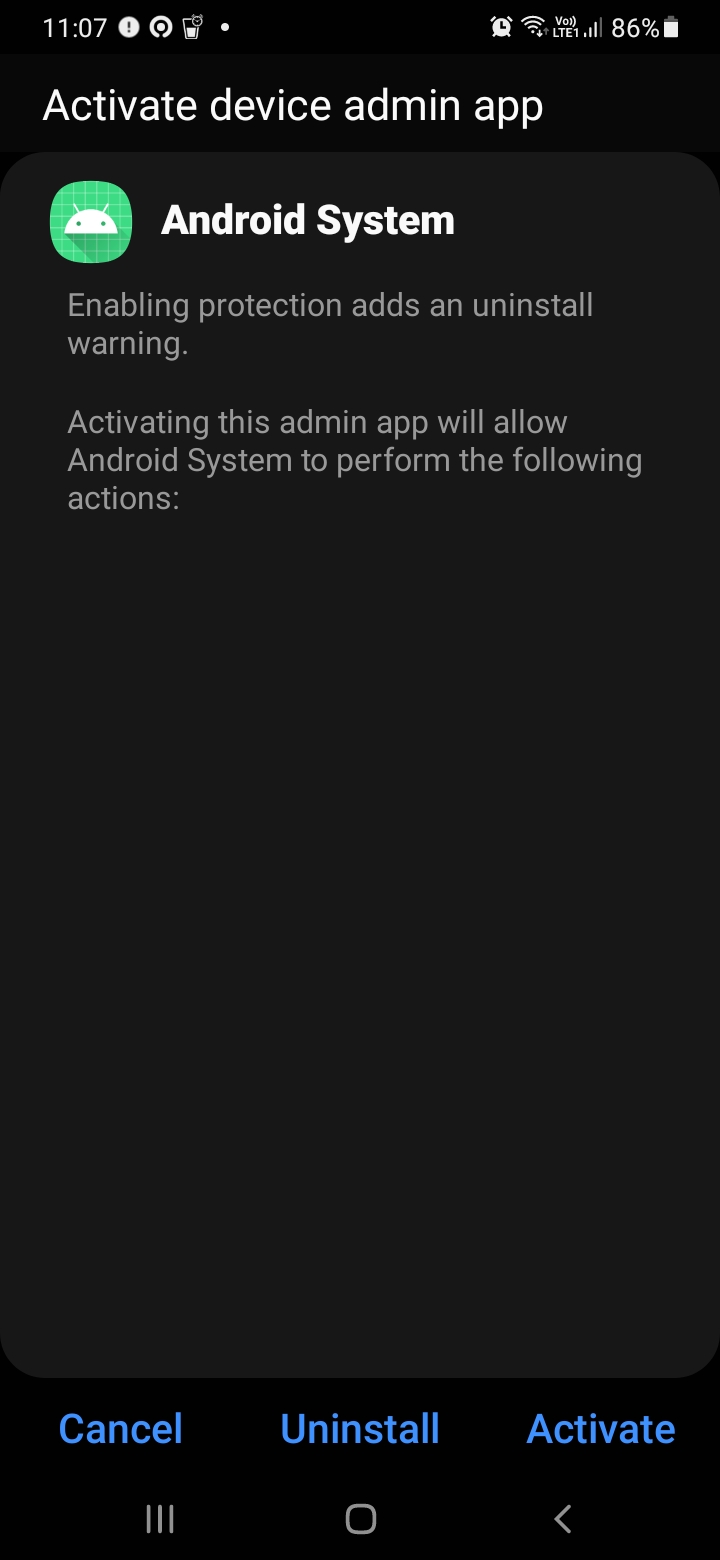 Device admin activation