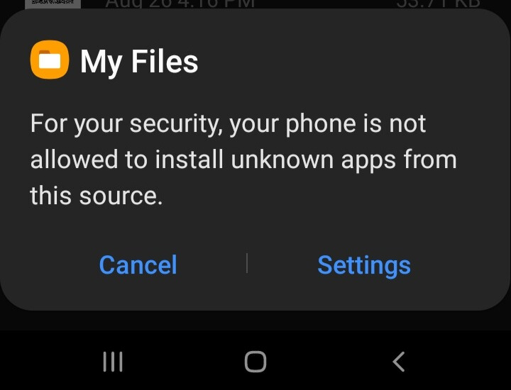 Unknown sources warning