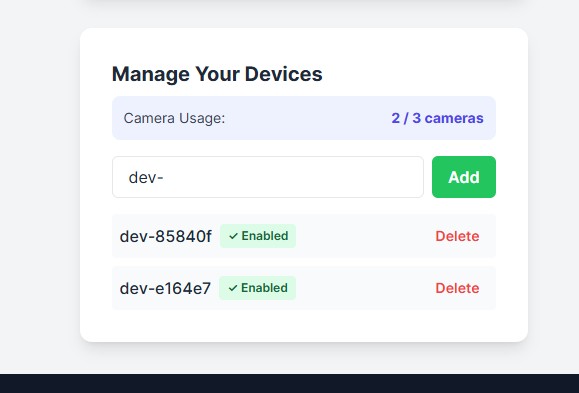 Manage Your Devices page
